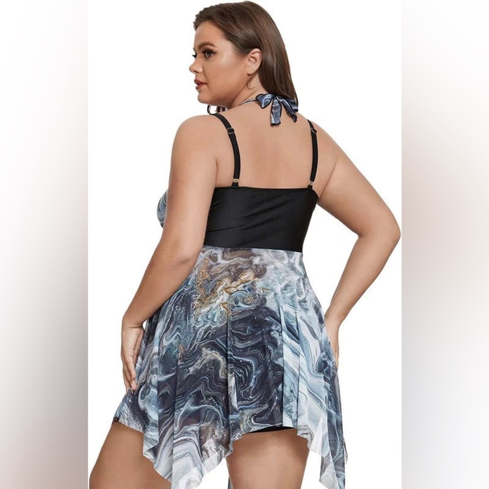 Womens Two Piece Tummy Control Swimdress Plus Size Skirtini CoverUp Swimsuit 16W - Picture 2 of 4